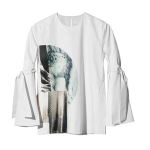 H&M Conscious Collection Cotton Blouse W/ Print Motif Women‘s 10